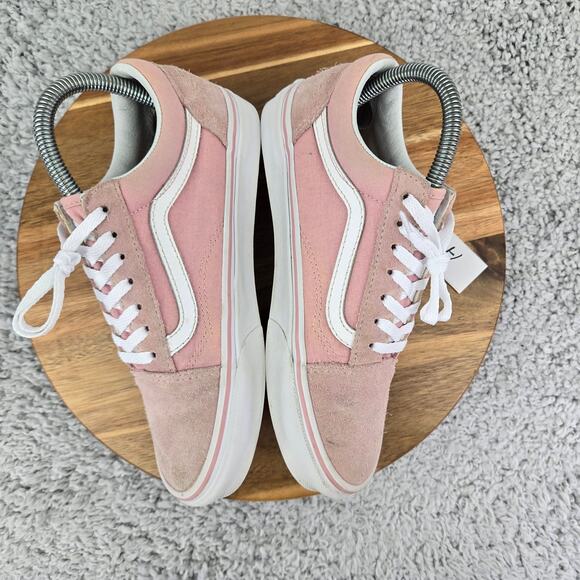 Vans Old Skool Pink White Casual Athletic Daily Y2K Sneakers Womens 7 - Picture 7 of 12